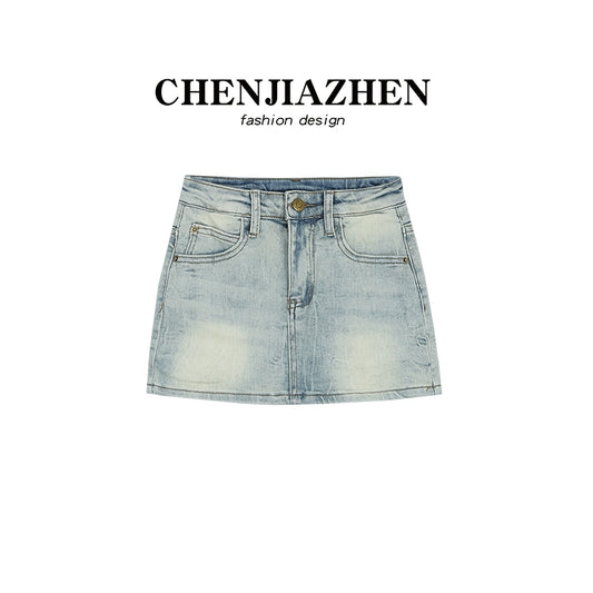 American Sexy Spring and Summer Stretch Tight Denim Skirt