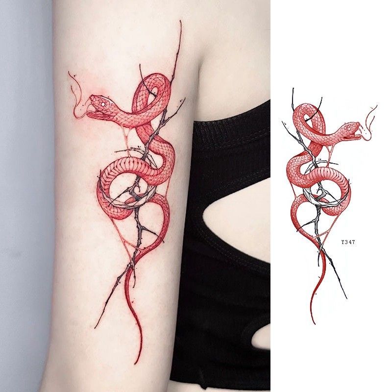 Round Snake Continuous Color Tattoo Sticker Ins Snake Sweet Cool Sexy Pure Desire Belly Leg