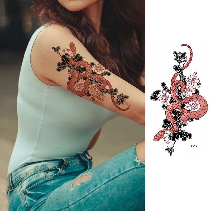 Round Snake Continuous Color Tattoo Sticker Ins Snake Sweet Cool Sexy Pure Desire Belly Leg