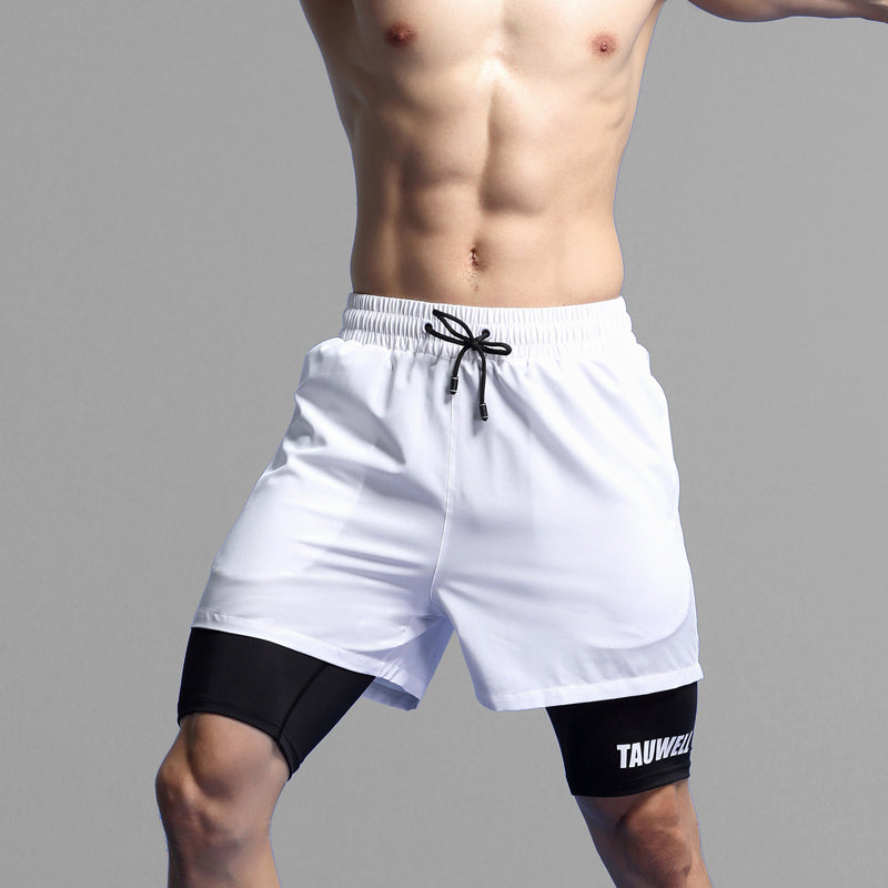 Lightweight Double-Layer Men's Fake Two-Piece Workout Shorts