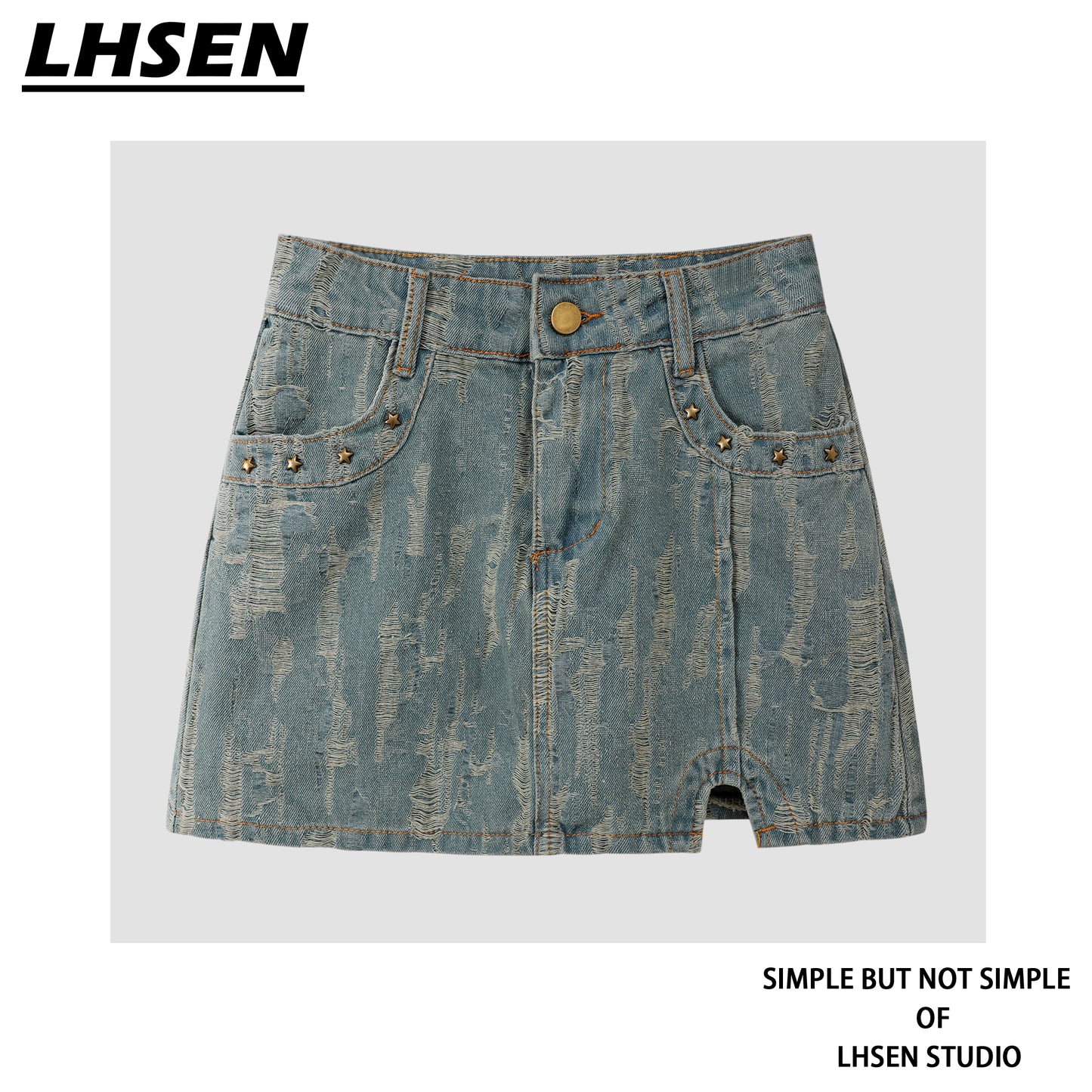 Lhsen Retro Jacquard Denim Skirt Women 2024 Summer New Arrival Sexy Split A- line Hip-Wrapped Skirt