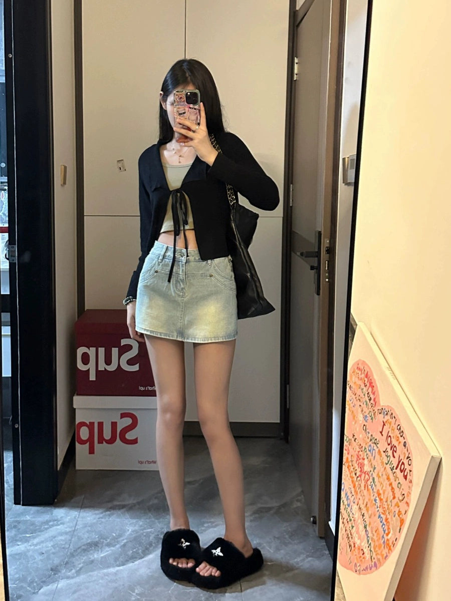 Saia jeans de cintura alta feminina, nova chegada de verão, tamanho grande, saia curta feminina, saia evasê sexy, bainha culotte