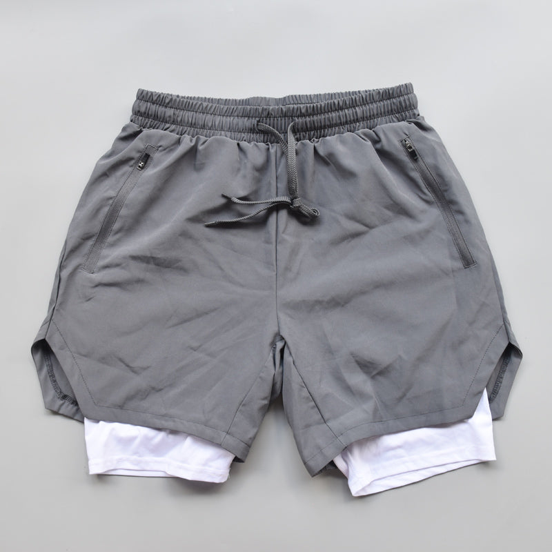 Lightweight Double-Layer Men's Fake Two-Piece Workout Shorts