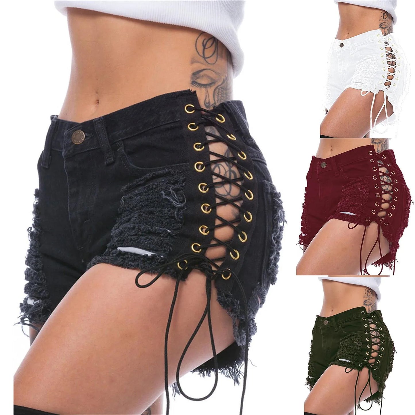 Sexy High Waist Tassel Broken Denim Shorts Female Summer Korean Version Raw Edge Wide Leg Loose Plus Size Jean Shorts Women