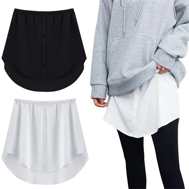 Fake Shirt Extender For Women Fake Shirt Tail Mini Skirt Blouse Tail Hem Detachable Underskirt Casual Sweater Hemline