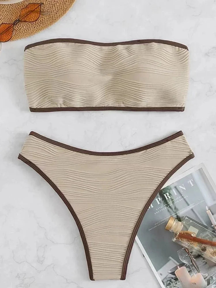 Bikini Sexy Women Swimsuit New Solid Bandeau Bikinis Set Thong Swimwear Summer Biquini 2 Piece Bathing Suit Beach Female