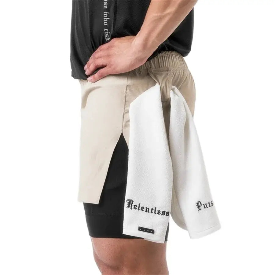 calças de moletom Treino de academia Novos shorts para o verão 2 em 1 Shorts de corrida masculinos de praia de secagem rápida