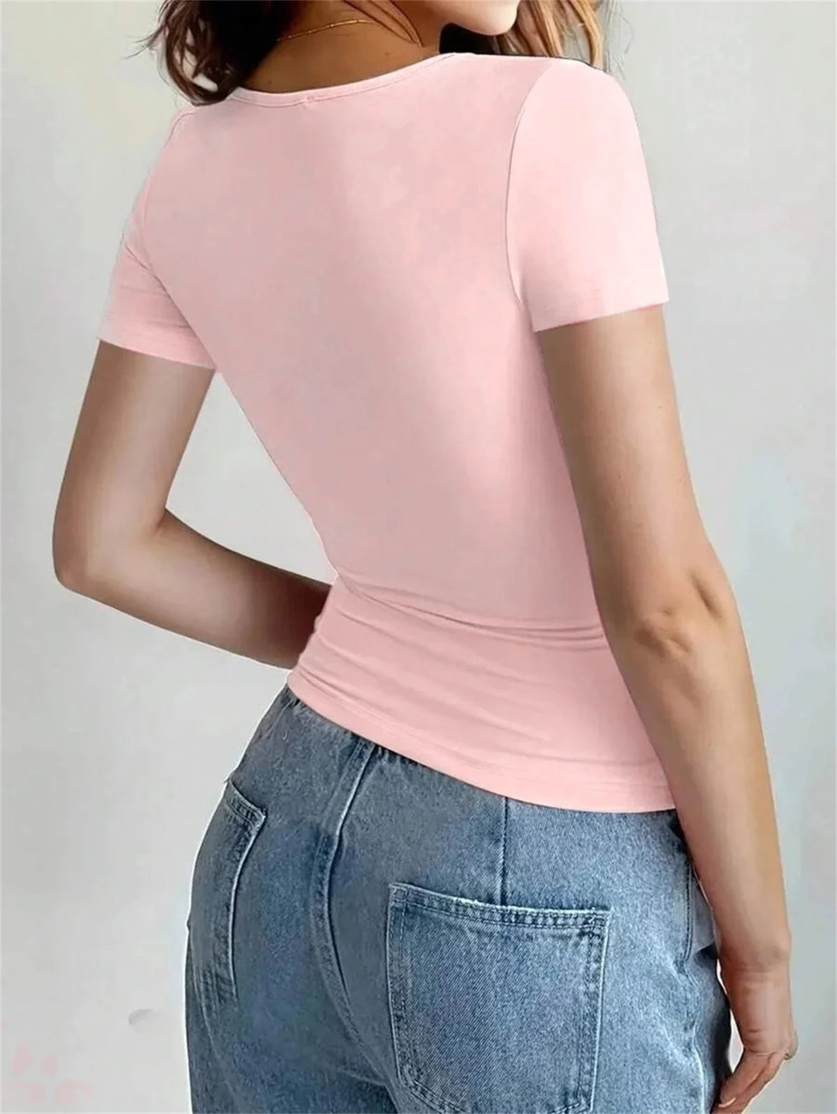 Women's Summer Solid T Shirts O Neck Slim Short Sleeve Pullover Shirt Casual Basic Crop Tops Fashion New In Tees Y2K Sexy Blouse