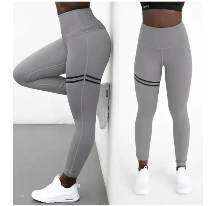 Woman Pants High Waist Sport Pants Women's Fitness Sport Leggings Stripe Printing Elastic Gym Workout Tights Running Trousers