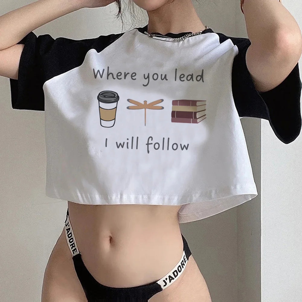 Gilmore Girls aesthetic streetwear  hippie  crop top Female vintage Kawaii 90s Harajuku tshirt