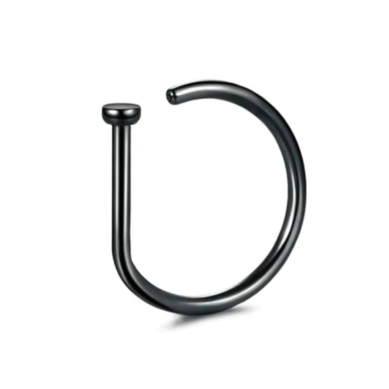 Stainless Steel D Shape Fake Nose Ring Hoop Faux Fake Nose Ring Non-Pierced Clip On Nose Hoop Rings Jewelry For Women Men