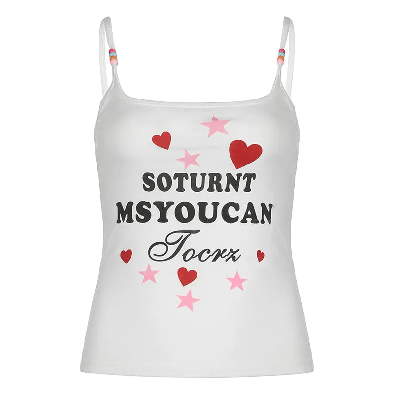 Sexy Street Style Letter Print Tank Top for Girls  Sleeveless Tee for Stylish Girls y2k  crop top