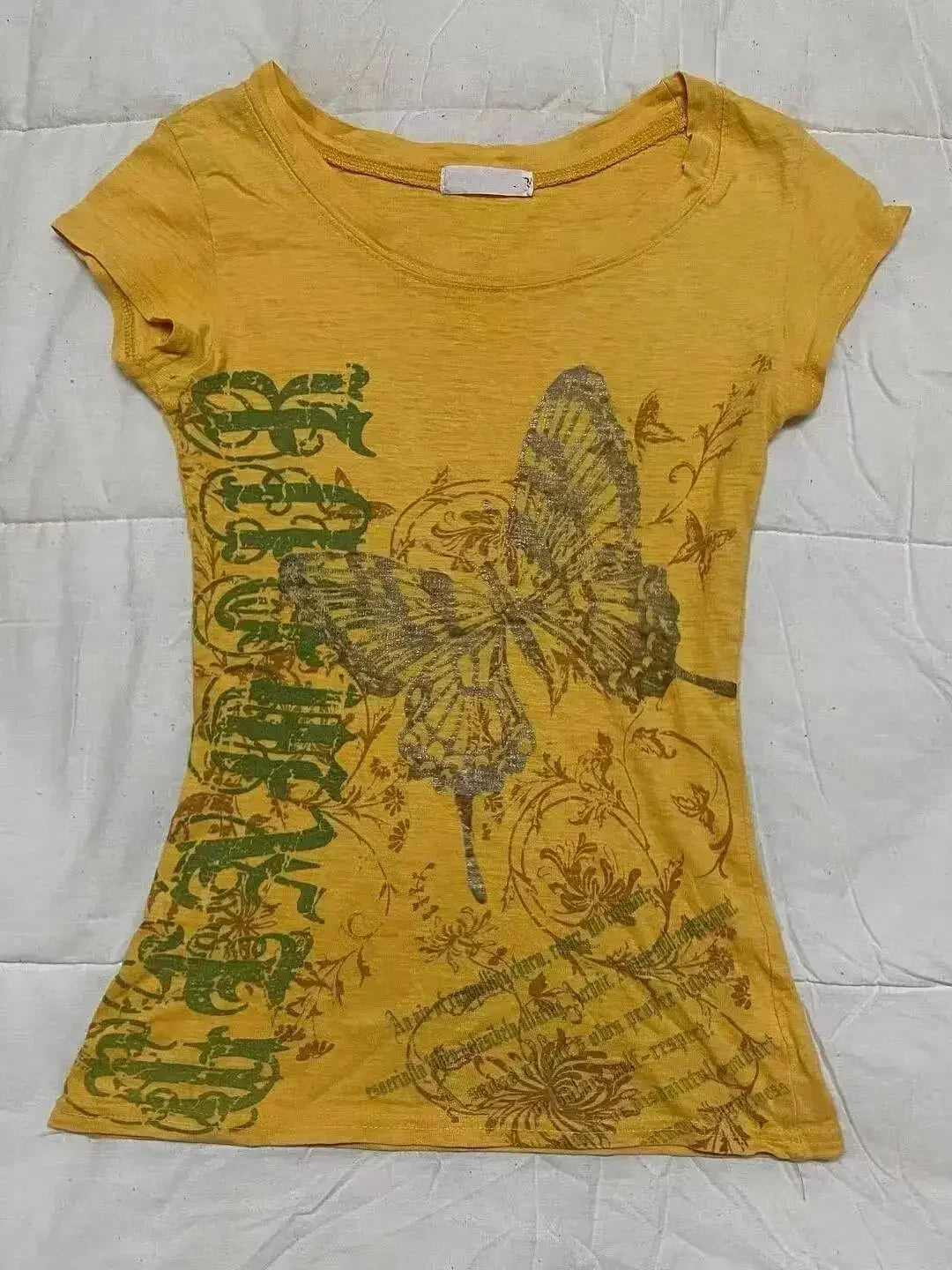 Y2k Estética Flor Impressão Mulheres Grunge Camisetas Vintage Slim Harajuku Causal Preto Camisetas 2024 Verão Bottoming Crop Tops