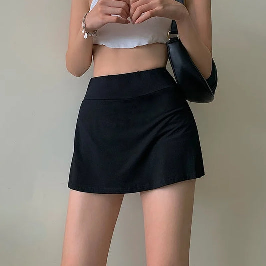 Tennis Skirt Women High Waist Sexy Girl Tight Bag Hip Short Skirt Summer Sports Culottes split A-line Mini skirt Y2K