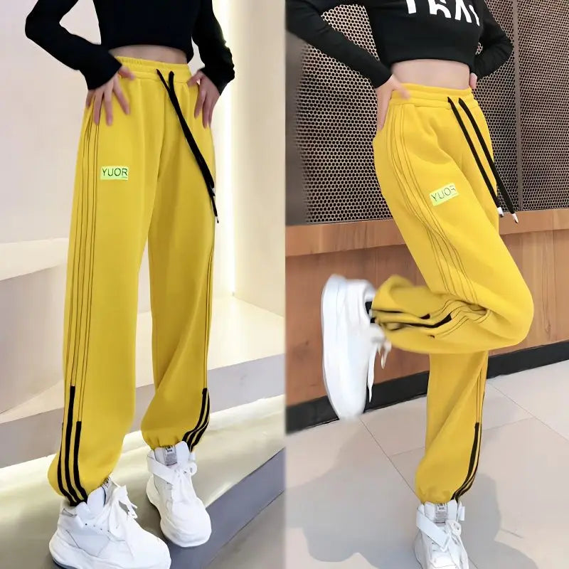 Women's Drawstring High Waist All-match Casual Sweatpants Spring Autumn Fashion Contrast Color Spliced Pants Female Clothing