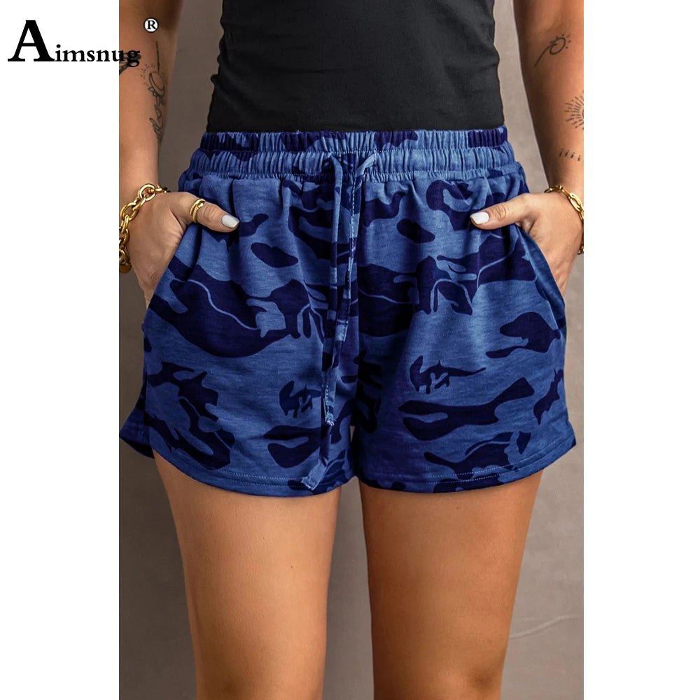 Plus Size 5xl Women Pocket Design Shorts 2022 New Sexy Fashion Camouflage Shorts Ladies Drawstring Shorts Casual Beach Hotpants