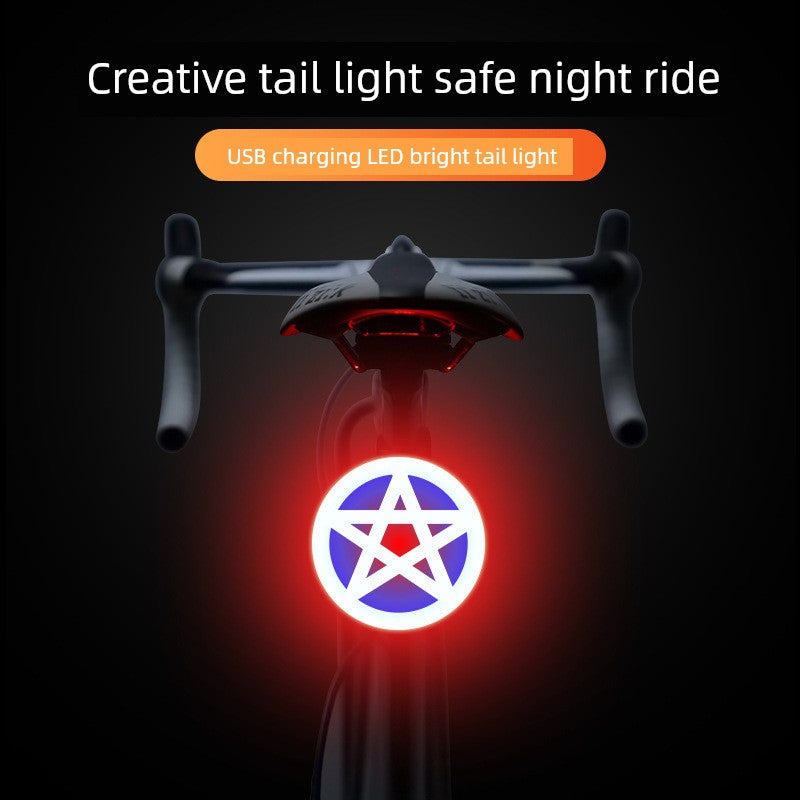 Mountain Bike Night Travel Taillight Night Riding Lights Road Bike Adapted to Giant Heart Taillight Warning Creative