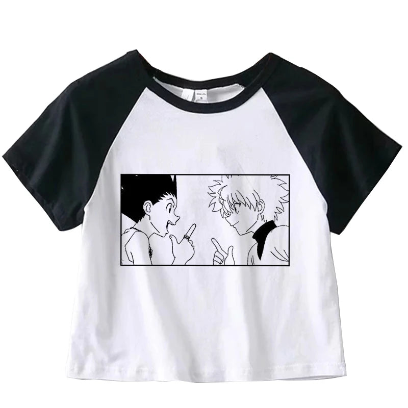 Hunter X Hunter Japan Anime Killua Shirt Y2k Crop Tops T-shirt Anime Women Tee Summer Short Sleeve Clothes Streetwear