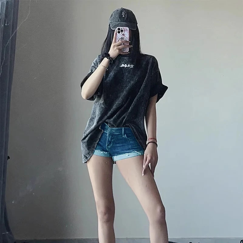 Cowboy shorts for women 2024, spicy girl, American retro style, hip hugging, low waist, hot and slim, ultra short pants