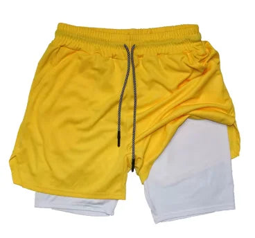 Summer sports versatile double layer men's shorts everyday casual quick-drying sports shorts men