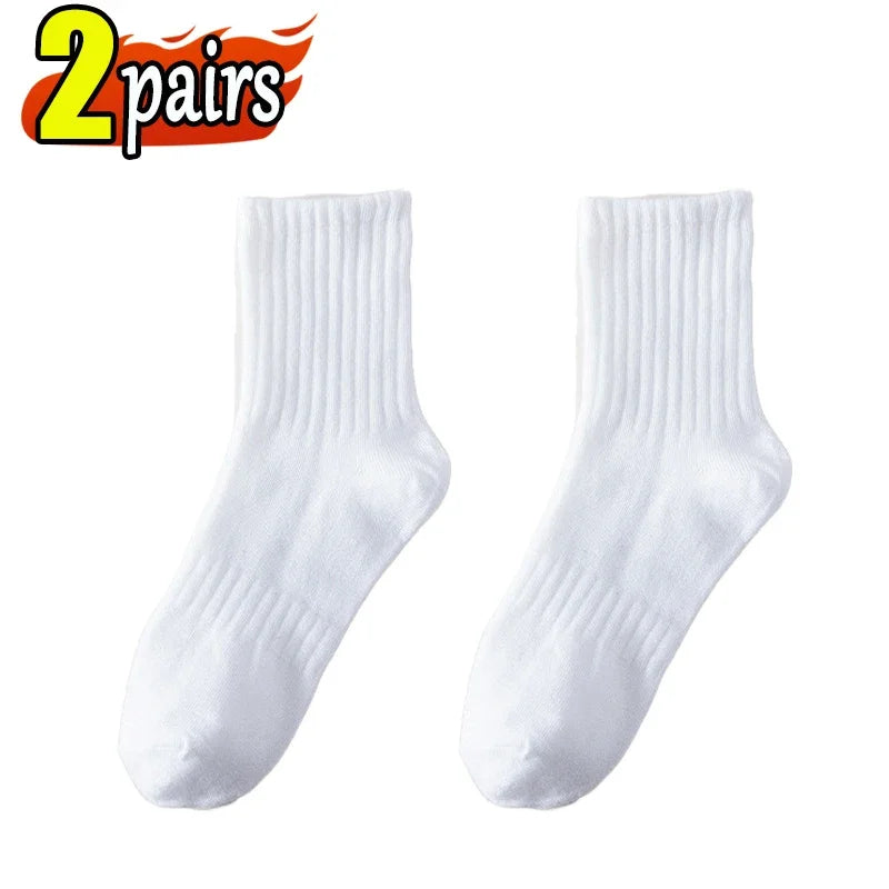 3Pairs Classic Black White Cotton Socks for Men's Short Socks Summer Thin Low Tube Socks Anti Odor Women's Ankel Sox EU 37-42