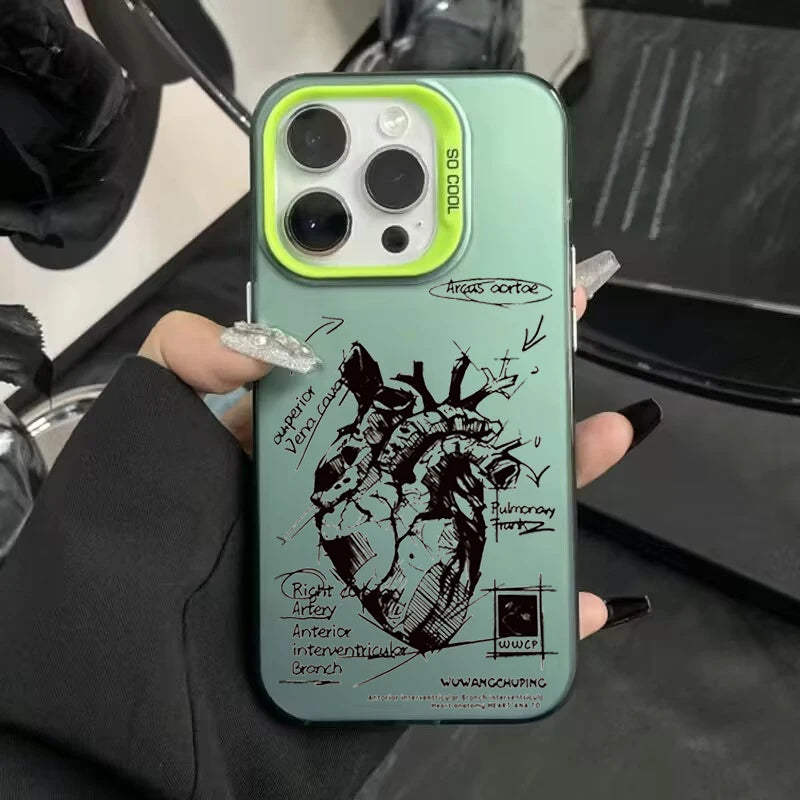 Creative Cardiovascular model Heart Medical Phone Case For iPhone 15 Pro Max 11 12 13 14 16 Pro XS XR 7 8 Plus Anti-drop Cover