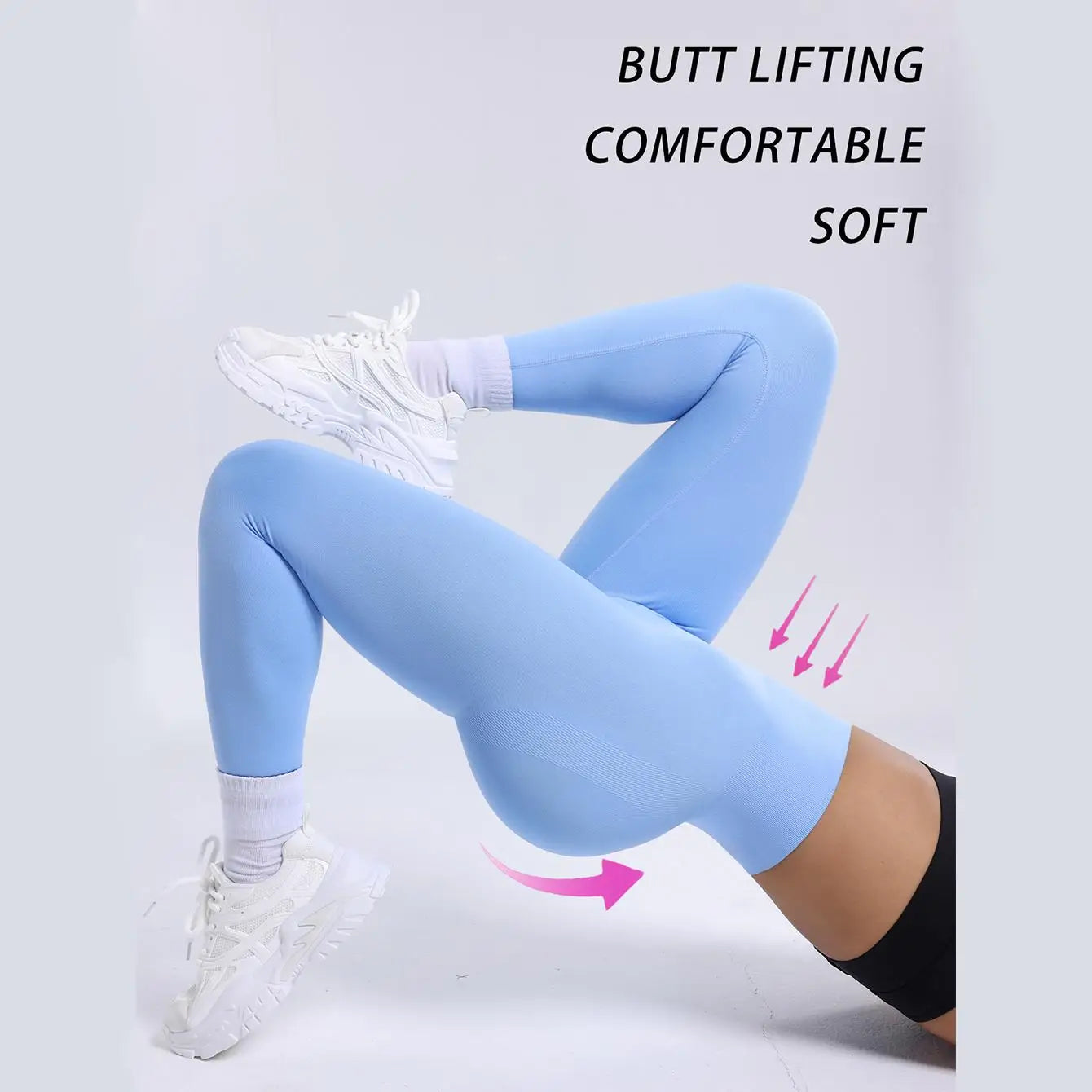 Women Fitness Solid Color Seamless Leggings High Waist Push Up Workout Jogging Running Leggings Gym Tight Sportswear Yoga Pants