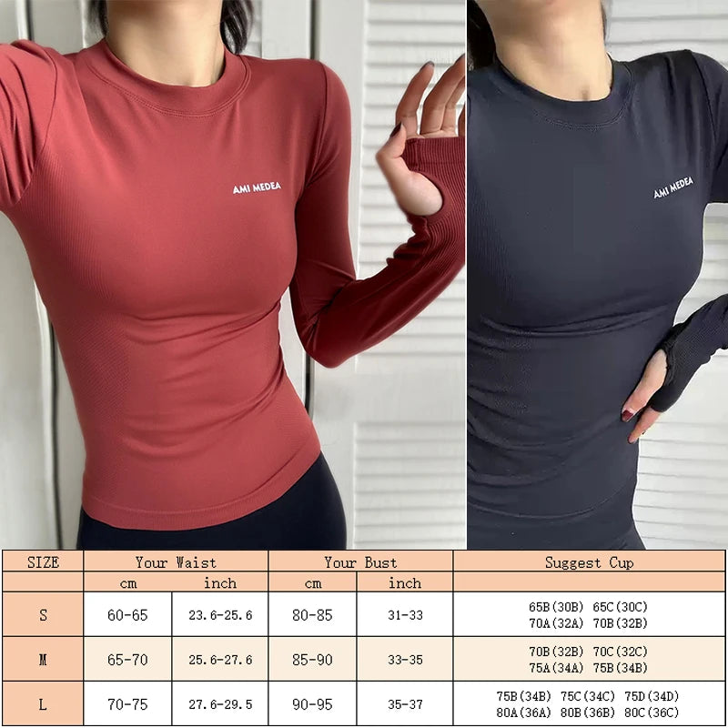 Aiithuug Yoga Shirts Women Sports Wear Shirts Winter Autumn Long Sleeve Fitness Workout Gym Top Slim Fit Shirt Yoga Clothes Top