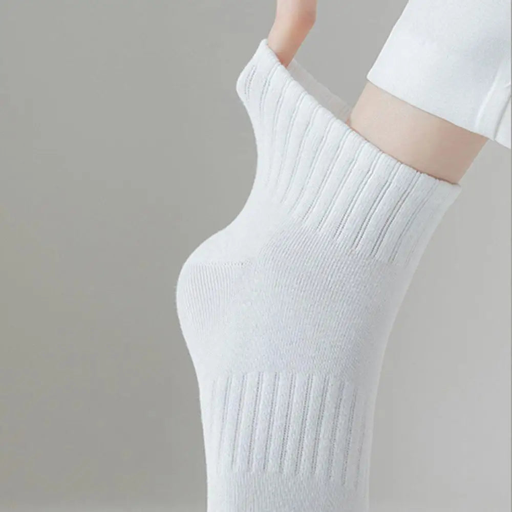 5 Pairs Women White Socks Cotton Anti-slip Sports Socks Y2k Harajuku Lolita Short Socks Set