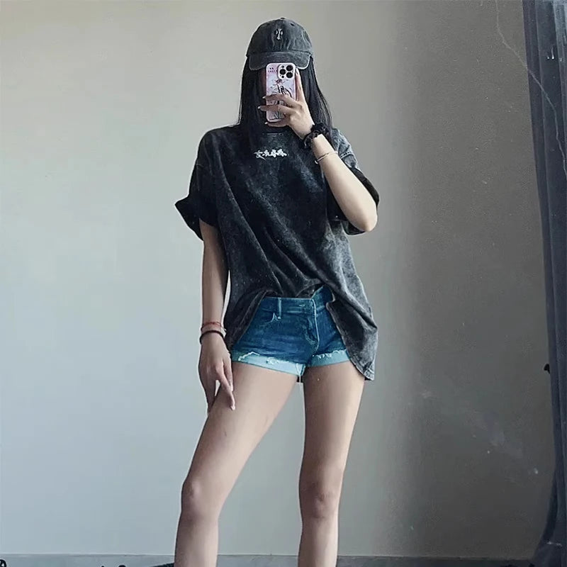 Cowboy shorts for women 2024, spicy girl, American retro style, hip hugging, low waist, hot and slim, ultra short pants