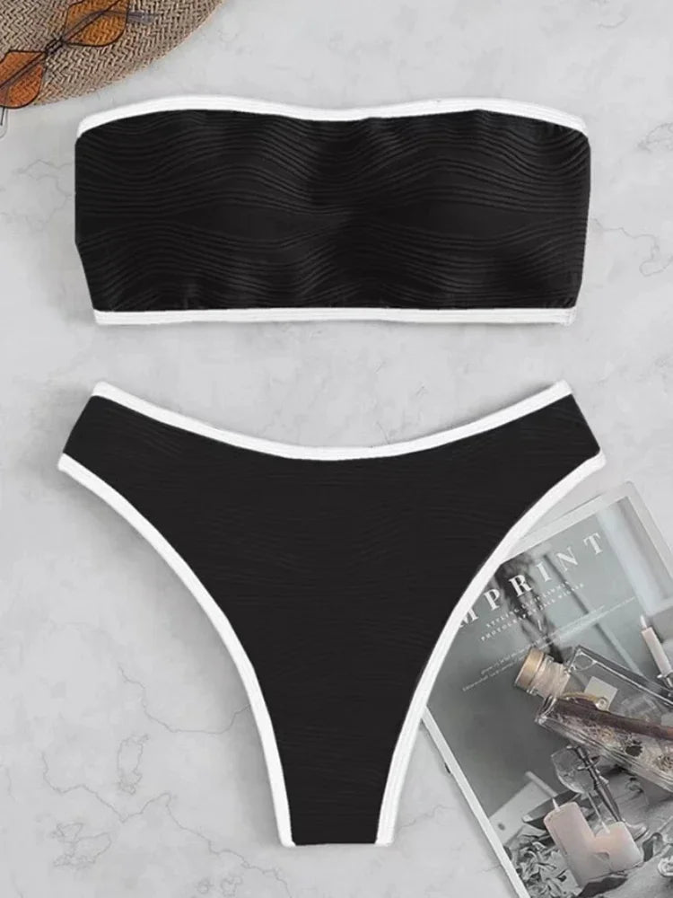 Bikini Sexy Women Swimsuit New Solid Bandeau Bikinis Set Thong Swimwear Summer Biquini 2 Piece Bathing Suit Beach Female