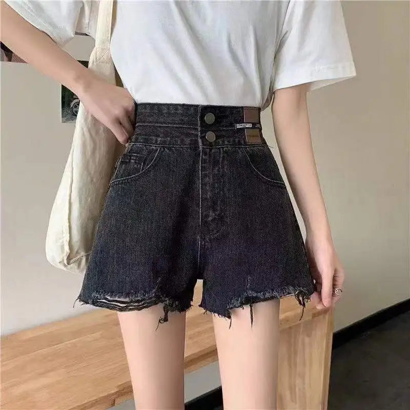 Babe Shorts High Waist Hip Wrap Split Womens High Waisted Denim Shorts Women Black Short Pant Women Sexy Short Jeans Pants Booty