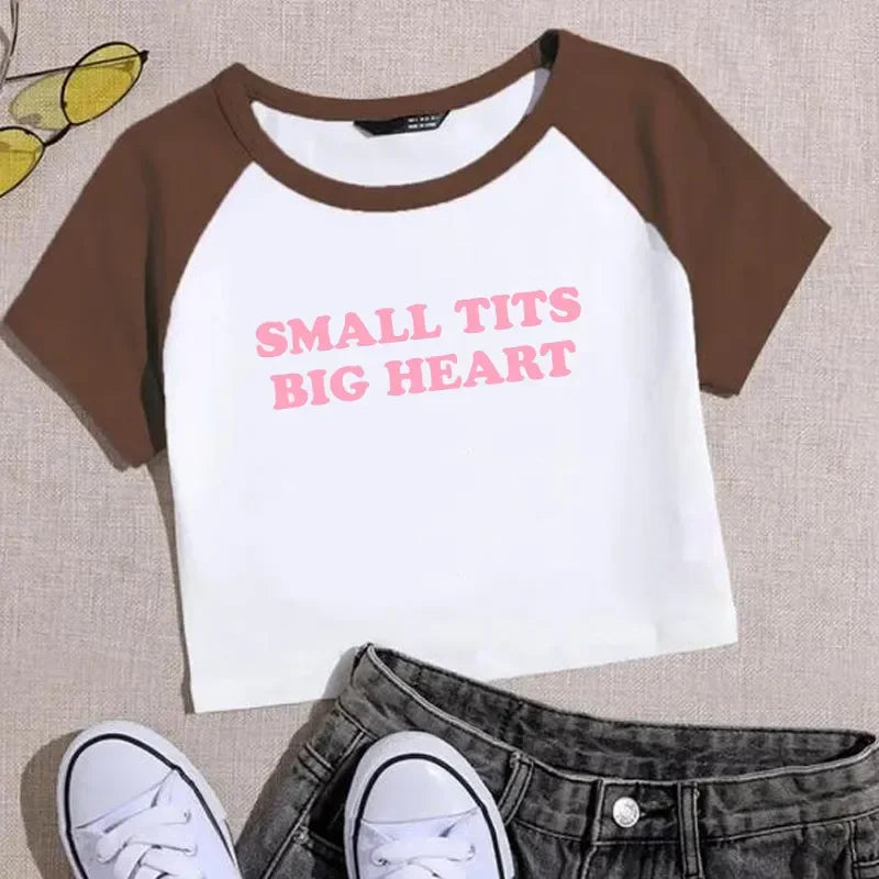 Popular Fashion Letter Graphic Summer 2000s Crop Tops Women T-Shirt Y2k Grunge Tops Kawaii Baby Tee Party Vintage Harajuku Emo