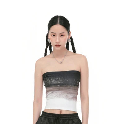 Women Strapless Cropped Bandeau Tube Tops Backless Camisole Streetwear Aesthetic Grunge Clothes Tanks Top 2024