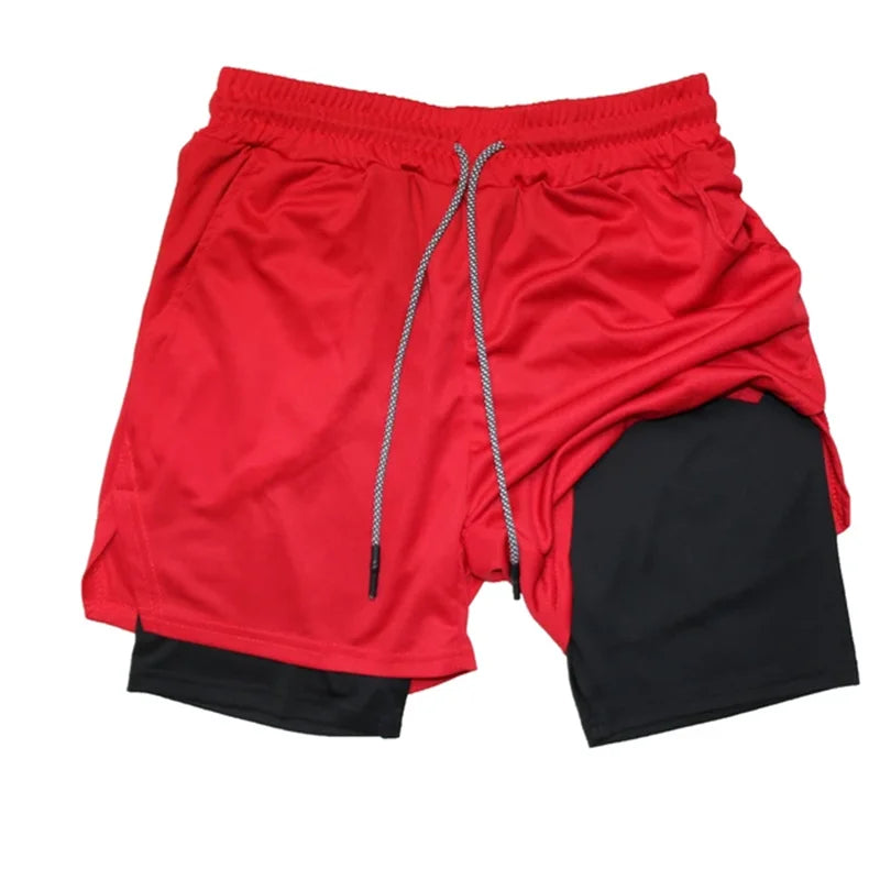 Summer sports versatile double layer men's shorts everyday casual quick-drying sports shorts men