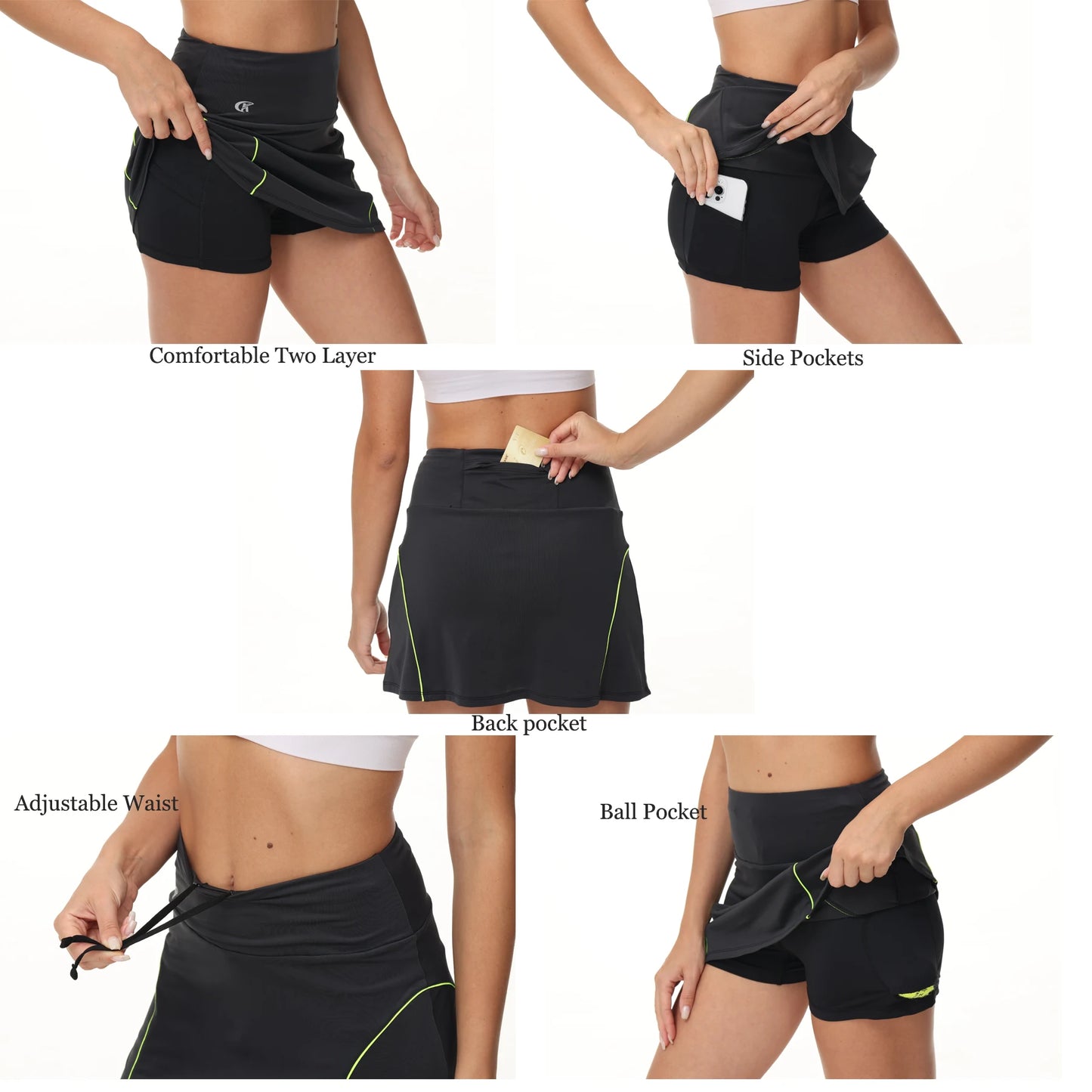 Women's Tennis Skirts Inner Shorts Waist Lightweight Golf Workout Sports Athletic Skorts with Pockets