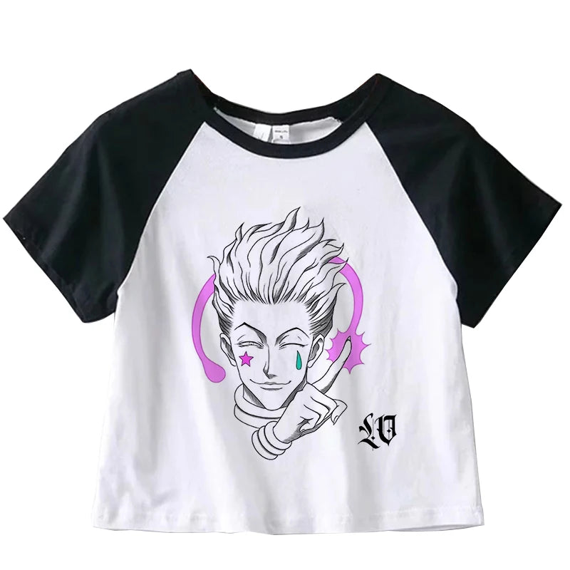 Hunter X Hunter Japan Anime Killua Shirt Y2k Crop Tops T-shirt Anime Women Tee Summer Short Sleeve Clothes Streetwear