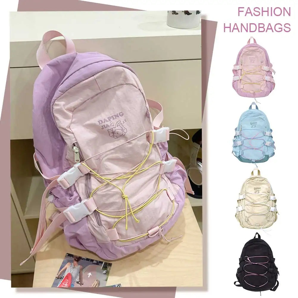 Teenagers School Bag Large Capacity Laptop Rucksack Aesthetic Fashion Backpack Kawaii Students Bookbag Simple Backpack