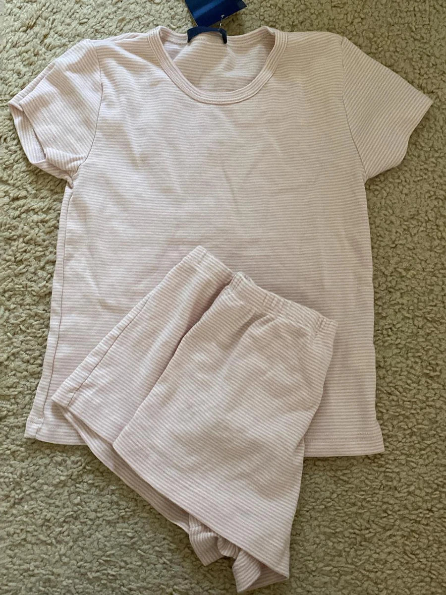 Conjunto de 2 peças de colete e shorts de algodão listrado rosa, feminino, regata slim com elástico, cintura alta, calças curtas retas, conjuntos fofos