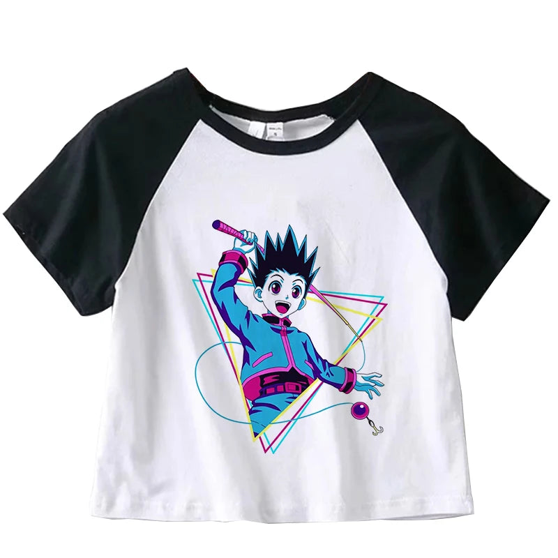 Hunter X Hunter Japan Anime Killua Shirt Y2k Crop Tops T-shirt Anime Women Tee Summer Short Sleeve Clothes Streetwear