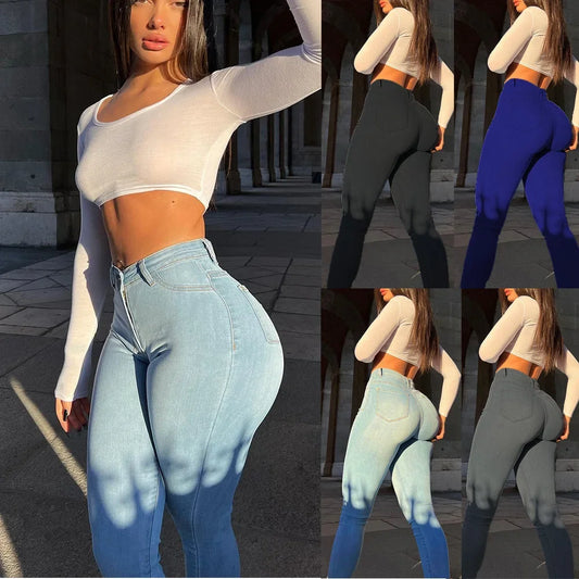 Ins Style Jeans Women's Stretch Booty Lifting Denim Shorts Tight Fit American European Fashion Trend Cross Border Best Seller