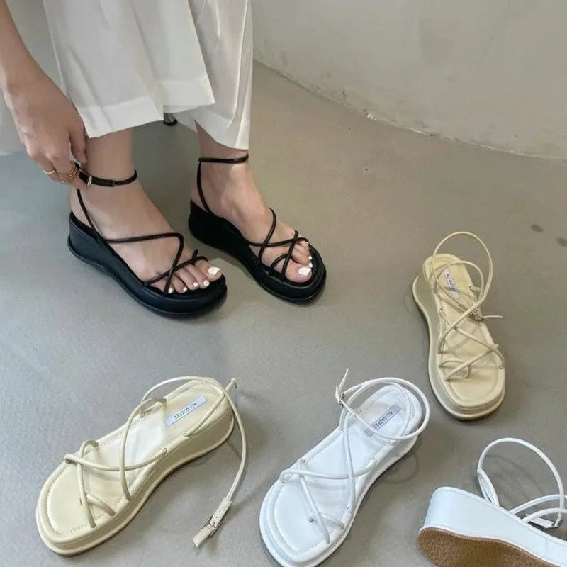 2023 New Summer Heel Women's Sandals Fashion Shoes For Women Ladies Elegant Dress Wedge Zapatos Mujer Sandalias De Mujer Verano