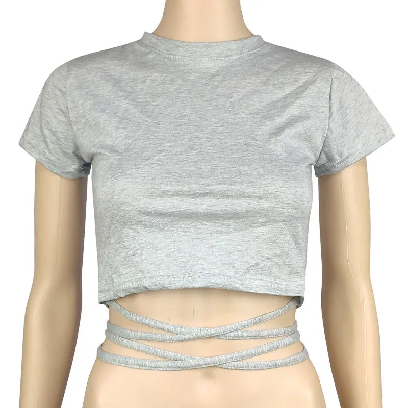 13 cores mulheres rendas até cropped camisetas verão senhora o-pescoço manga curta fino bandagem tee tops gxjck-2180