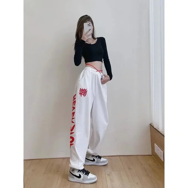 Summer American Hip Hop High Street Jazz Pants Women Loose Harajuku Vintage Trousers Korean Fashion Y2k Streetwear Sweatpants