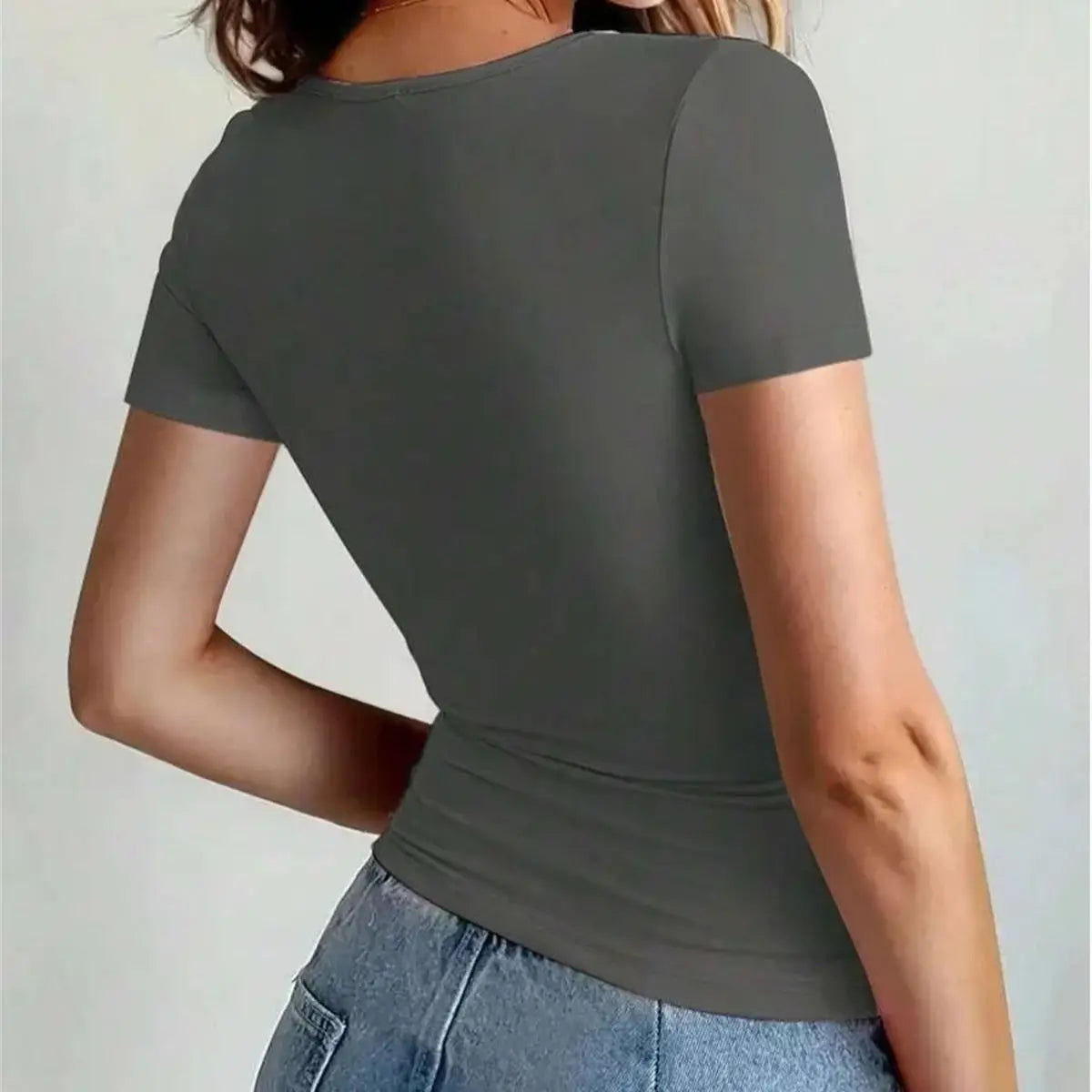 Women's Summer Solid T Shirts O Neck Slim Short Sleeve Pullover Shirt Casual Basic Crop Tops Fashion New In Tees Y2K Sexy Blouse