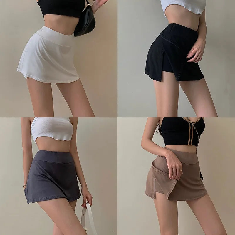 Tennis Skirt Women High Waist Sexy Girl Tight Bag Hip Short Skirt Summer Sports Culottes split A-line Mini skirt Y2K