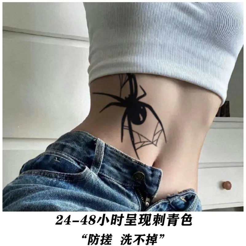 Sexy Tattoo Stickers Men's Temporary Fake Goth Tattoos Waterproof Heart Tatto Lasting Spider Art Cool Herb Juice Body Beauty