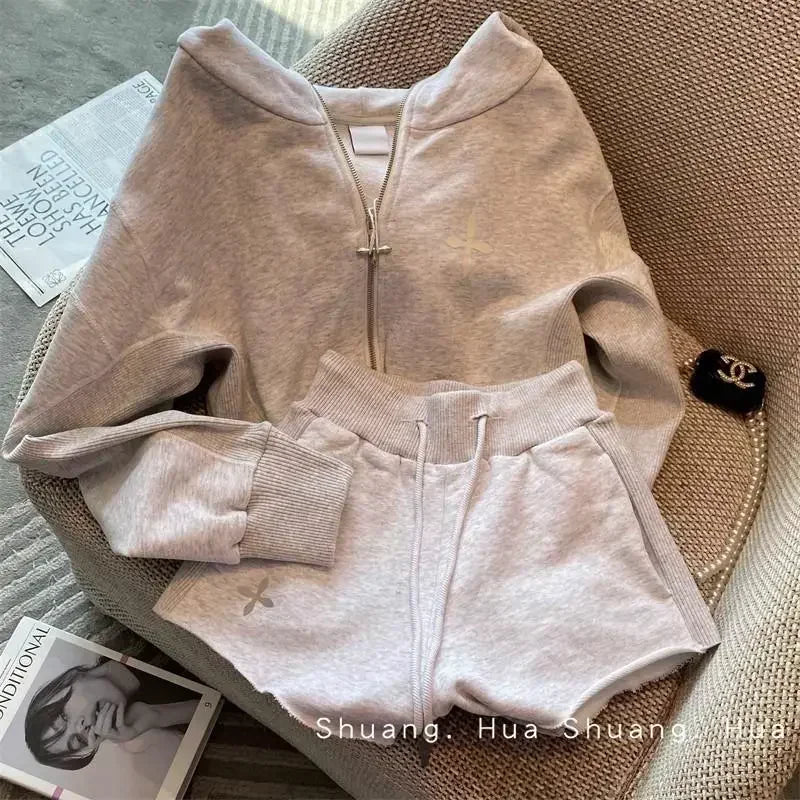 Hooded Sweater Set Women's Summer 2024 New Leisure Sports Fashion Western Style Youthful-Looking High Sense Two-Piece Set