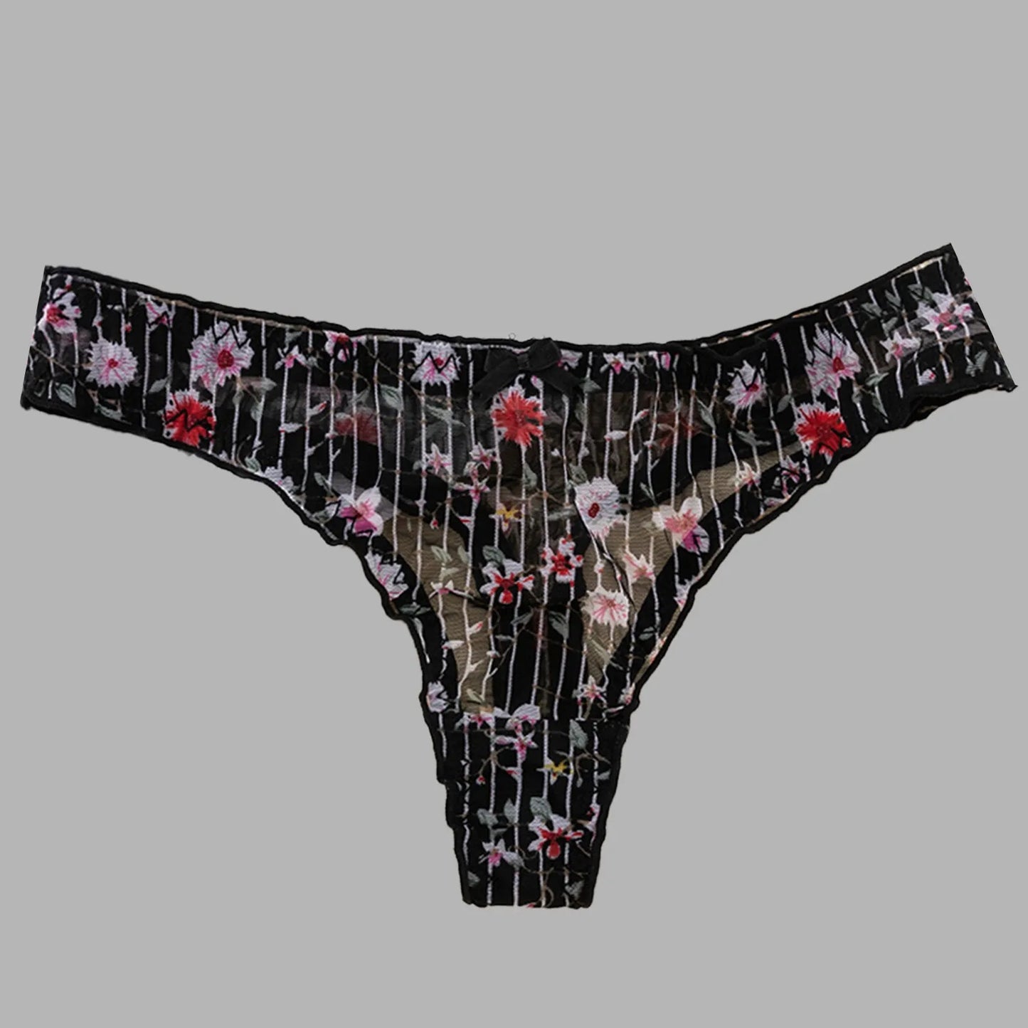 Floral Thongs For Women Sexy T-Back Low Waist Panties Seamless Breathable Underwear Lady Soft Comfort Panty Ladies Intimates