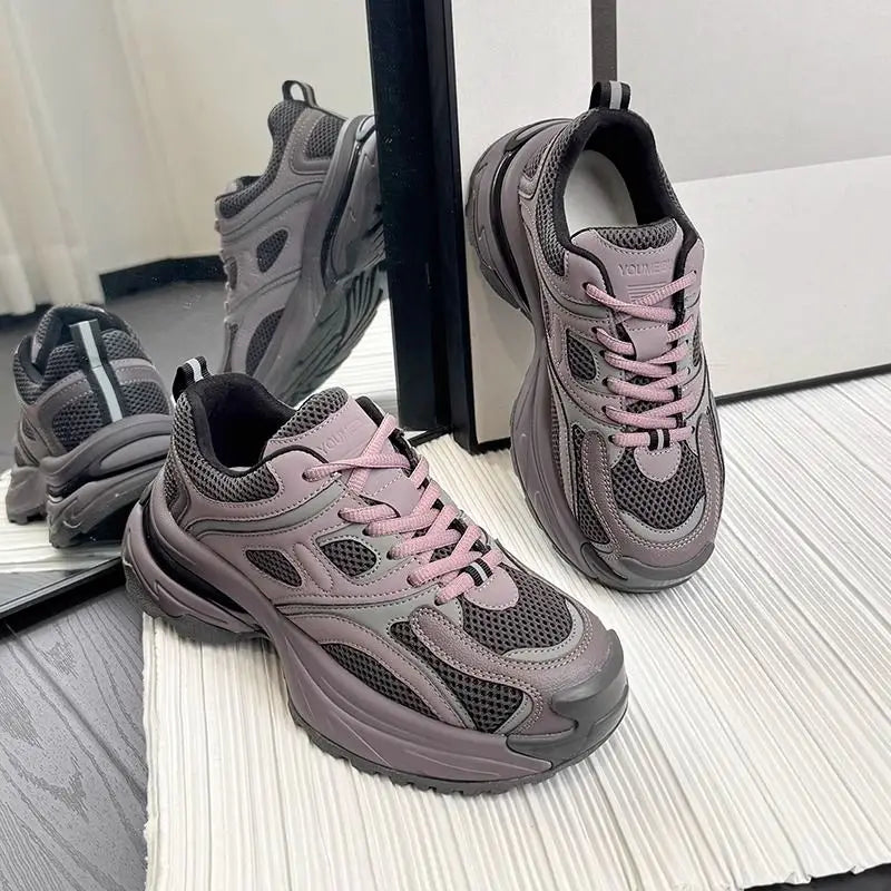 Korean New Thick Sole Purple Platform Shoes Women Luxury Lightweight Sports Shoes Casual Sneakers Y2k Girl Versatile Board Shoe